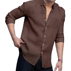 RAIZAX Men Linen Cotton Full Sleeve Shirt for Man
